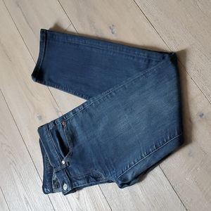 7 For All Mankind Straight Leg Jeans in Dark Blue Denim